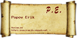 Popov Erik névjegykártya